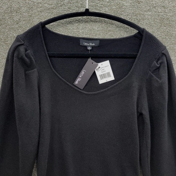 Lea + Viola Women's Medium Ribbed Puff Sleeve Pullover Sweater NWT (MSRP $110) - Picture 2 of 12